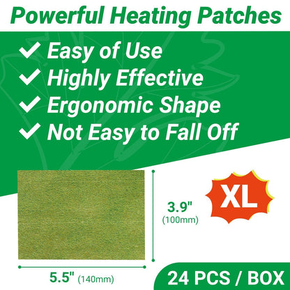 ishancare Pain Patches, 24 Count Extra Large Fast Acting Heat Patches, 8 Hour Long Lasting Deep Soothing for Joint Soreness, Back, Knee, Neck, Shoulder with Natural Warming Herbal Plaster