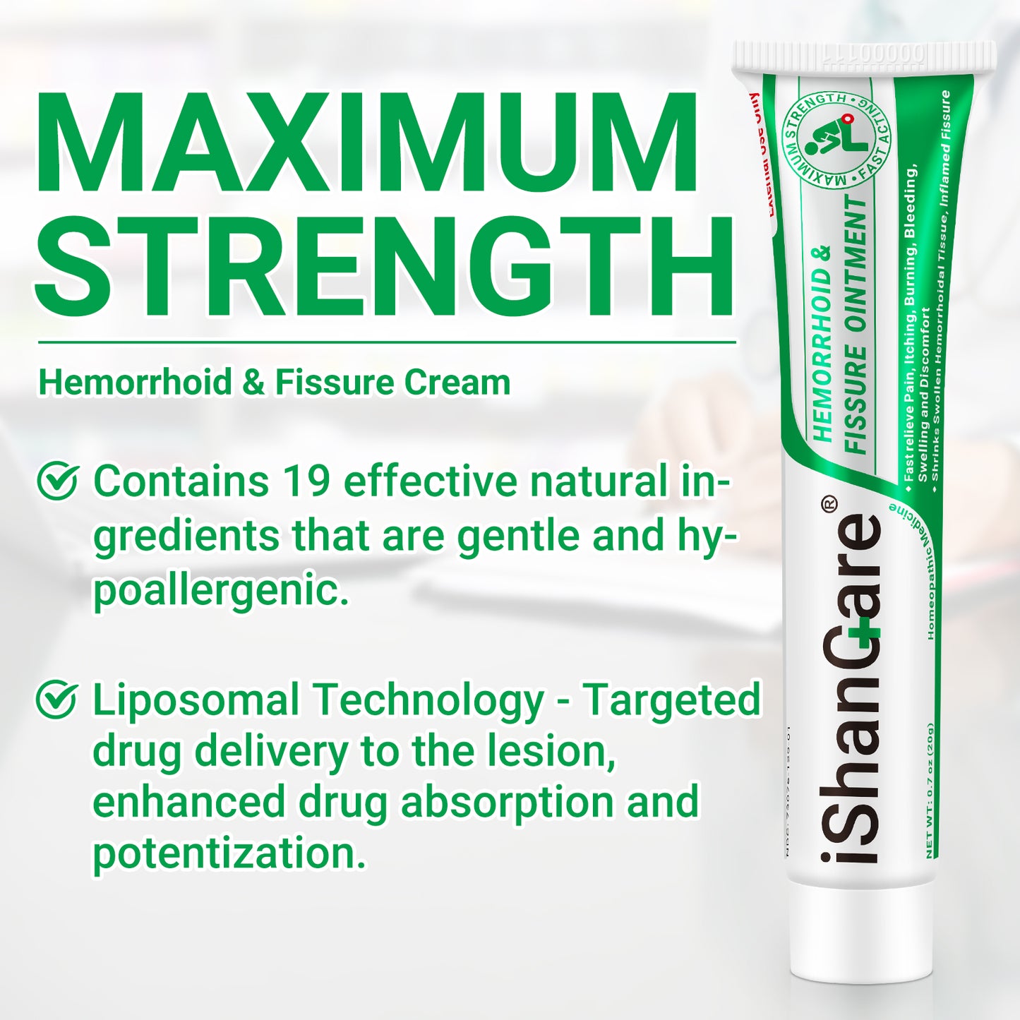 Hemorrhoid Cream, Hemorrhoid & Fissure Treatment Ointment Extra Strength, Relief Anal Pain, Itching, Bleeding, Swelling, Discomfort, Natural Herbs Fast Acting Ingredients, Contains Vitamin E