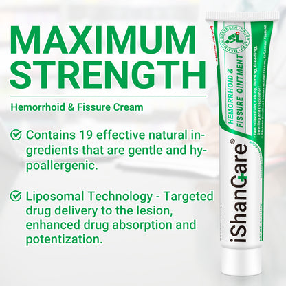 Hemorrhoid Cream, Hemorrhoid & Fissure Treatment Ointment Extra Strength, Relief Anal Pain, Itching, Bleeding, Swelling, Discomfort, Natural Herbs Fast Acting Ingredients, Contains Vitamin E