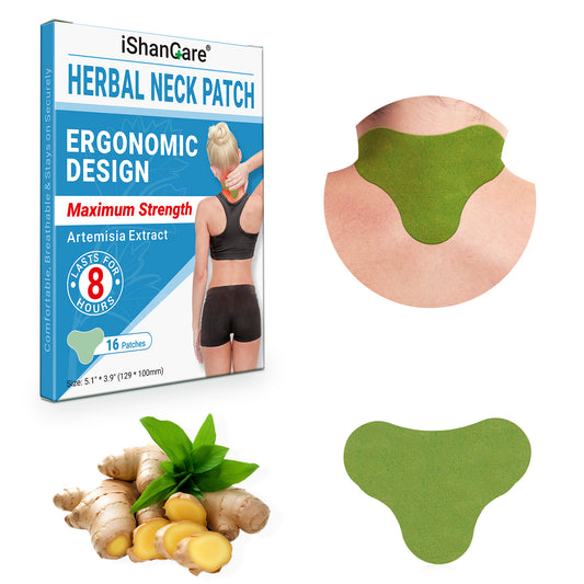 iShanCare Pflaster zur Linderung von Nackenschmerzen, 16 Stück einzeln verpackt, natürliches Kräuter-Wärmepflaster, 8 Stunden tiefe Wärmelinderung für Nacken, Rücken, Knie, Schulter
