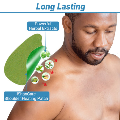 iShanCare Schulter-Schmerzlinderungspflaster, 16 Stück einzeln verpackt, natürliches Kräuter-Wärmepflaster, 8 Stunden tiefe Wärmelinderung für Schultern, Knie, Rücken, Nacken